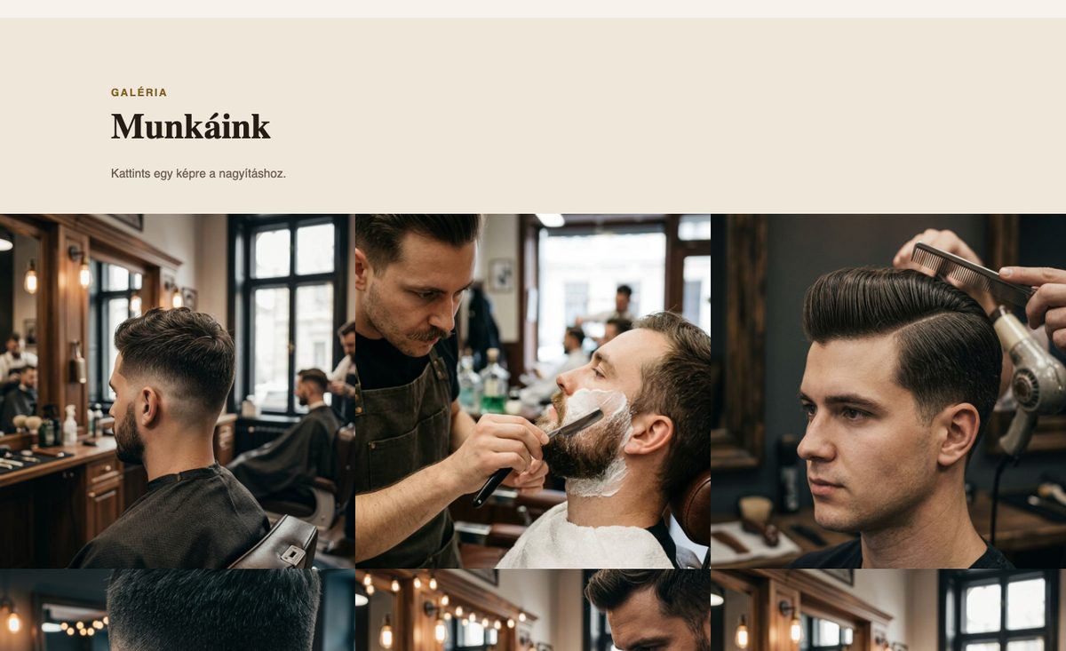 BarberKit — A munkád és a csapat szekció a NOIR BARBER bemutató oldalán