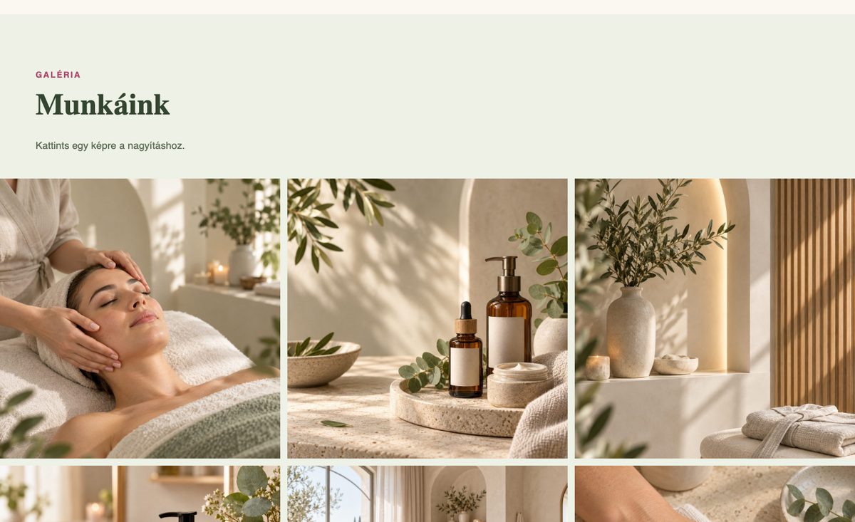BeautyKit — A munkád és a csapat szekció az AURA BEAUTY bemutató oldalán