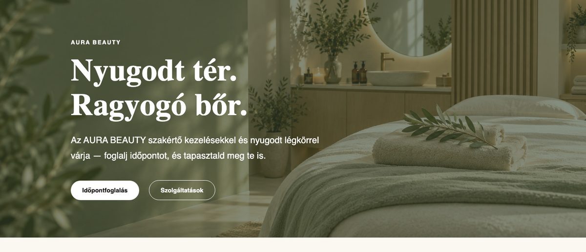 BeautyKit — Nyitás és bemutatkozás szekció az AURA BEAUTY bemutató oldalán